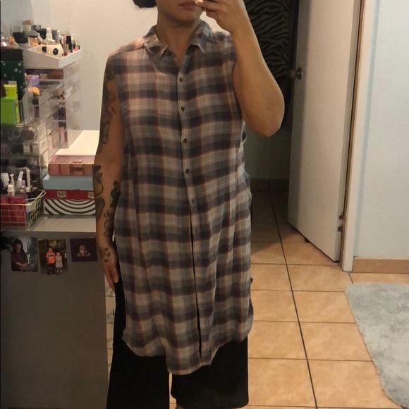 🌵 FOREVER 21/ Sleeveless Plaid Tunic Top 🌵 - Picture 2 of 8